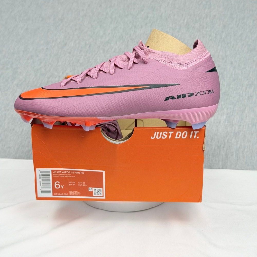 Nike Jr Zoom Mercurial Vapor 16 Pro FG Cleats HF5448-600 6Y Pink